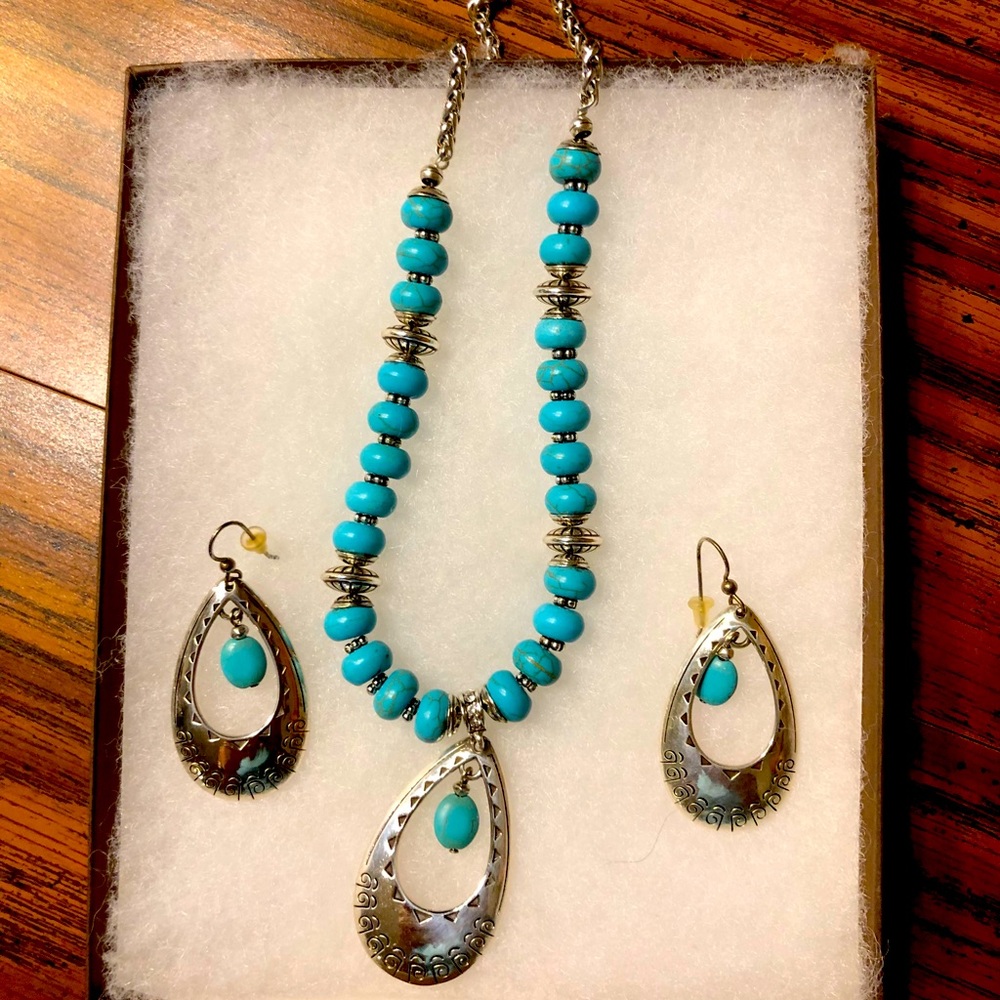 Silpada turquoise necklace and earrings set